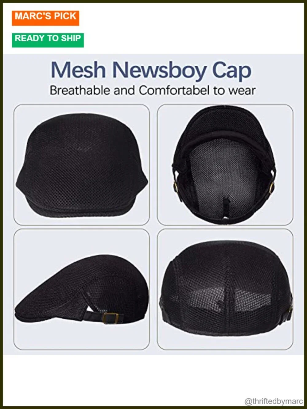 3 Pack Mesh Newsboy Cap Adjustable Summer Breathable Hat Cabbie Flat Hat